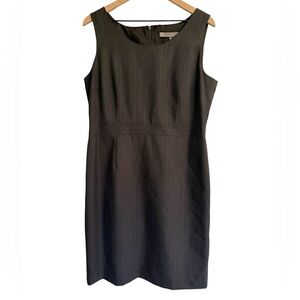 Anne Klein Black Pinstripe Sleeveless Midi Sheath Dress